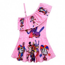 Size is 4T-5T(110cm) The Amazing Digital Circus 1 Piece Ruffle One Shoulder Summer Swimsuit For girls