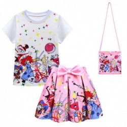 Size is 2T-3T(100cm) The Amazing Digital Circus Shorts Sleeve Tops And Short skirt 2 Pieces For Girls