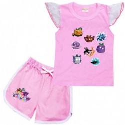 Size is 2T-3T(100cm) For kids girls blox fruits Sleeve Shirt And Short Sets Summer Outfits