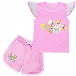 Size is 2T-3T(100cm) For girls MINIVE Flutter Sleeve Shirt And Short Sets Summer Outfits