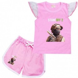 Size is 2T-3T(100cm) Standoff 2 Flutter Sleeve Shirt And Short Sets For girls Summer Outfits