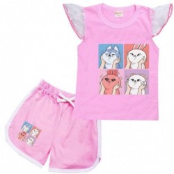 Size is 2T-3T(100cm) Skzoo Flutter Sleeve Shirt And Short Sets For girls Summer Outfits