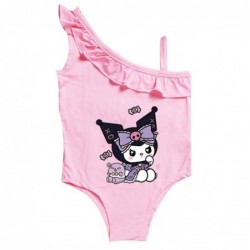 Size is 2T-3T(100cm) kuromi 1 Piece Summer Swimsuit For girls Sling Swimsuit High Waisted with cap