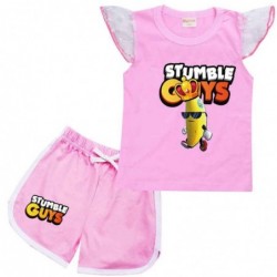 Size is 2T-3T(100cm) For girls STUMBLE GUYS Flutter Sleeve Shirt And Short Sets Summer Outfits