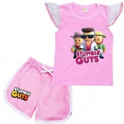 Size is 2T-3T(100cm) For girls STUMBLE GUYS Flutter Sleeve Shirt And Short Sets Summer Outfits black