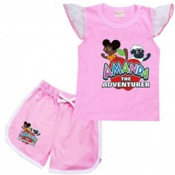 Size is 2T-3T(100cm) Amanda the Adventure Flutter Sleeve Shirt And Short Sets Summer Outfits For girls pink