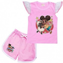 Size is 2T-3T(100cm) For girls Amanda the Adventure Flutter Sleeve Shirt And Short Sets Summer Outfits