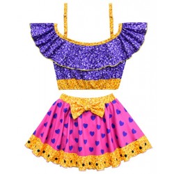 Size is (3T-4T)/XS Ruffle Bow Front Lol Surprise Doll Bathing Suit Two Set Girl
