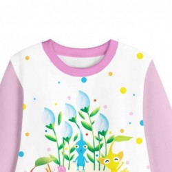 Size is 2T-3T(100cm) Pikmin pink Long Sleeve Pajamas For kids girls 2 Pieces Costumes