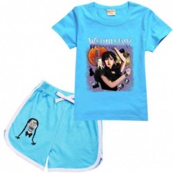 Size is 2T-3T(100cm) For kids girls Wednesday movie Shirt And Short Sets Summer Outfits Comfortable
