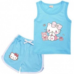 Size is 2T-3T(100cm) For kids girls Hello KT Sleeveless Shirt And Short Sets Summer Outfits
