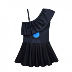 Size is 2T-3T(100cm) little girls black Skibidi Toilet 2 Piece swimsuit Ruffle of Shoulder Summer Swimsuit