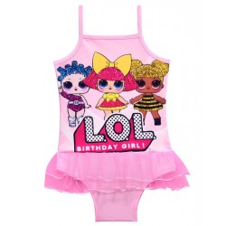Size is (3T-4T)/XS Cute  Girl Spaghetti Strap Lol Surprise Doll One Piece Swimsuit