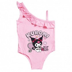 Size is 2T-3T(100cm) kuromi purple For girls 1 Piece Summer Swimsuit Sling Swimsuit High Waisted with cap