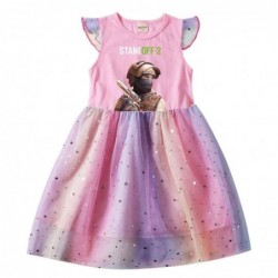 Size is 2T-3T(100cm) girls summer Dresses Standoff 2 Flutter Sleeve 1 pieces birthday gift pink