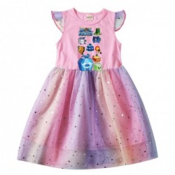 Size is 2T-3T(100cm) girls summer Dresses blox fruits Flutter Sleeve Tulle Mesh 1 pieces birthday gift pink