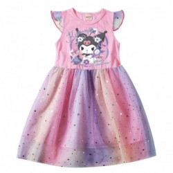 Size is 2T-3T(100cm) chikawa purple summer dresses for cute girls Tulle Mesh Flutter Sleeve 1 pieces dress birthday gift