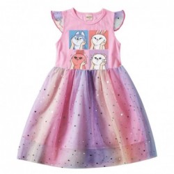 Size is 2T-3T(100cm) Skzoo summer dresses for cute girls Tulle Mesh Flutter Sleeve 1 pieces dress birthday gift