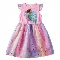 Size is 2T-3T(100cm) For girls The Little Mermaid summer Dresses Tulle Mesh Flutter Sleeve 1 pieces birthday gift