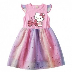 Size is 2T-3T(100cm) For girls Hello Kitty summer Dresses Flutter Sleeve 1 pieces pink birthday gift