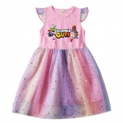 Size is 2T-3T(100cm) For girls STUMBLE GUYS summer Dresses Flutter Sleeve 1 pieces pink birthday gift