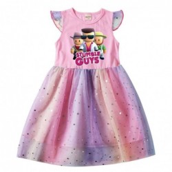 Size is 2T-3T(100cm) STUMBLE GUYS summer Dresses for girls Flutter Sleeve 1 pieces pink birthday gift