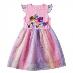 Size is 2T-3T(100cm) blox fruits Flutter Sleeve 1 pieces girls summer Dresses birthday gift pink