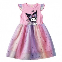 Size is 2T-3T(100cm) girls summer purple Dresses kuromi Flutter Sleeve 1 pieces birthday gift