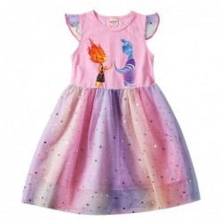 Size is 2T-3T(100cm) Elemental for girls summer purple Dresses Flutter Sleeve 1 pieces birthday gift