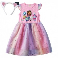 Size is 2T-3T(100cm) Gabby's Dollhouse girls summer Dresses Tulle Mesh Flutter Sleeve 1 pieces birthday gift