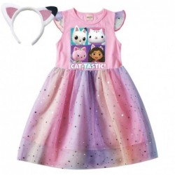 Size is 2T-3T(100cm) Gabby's Dollhouse girls summer Dresses Flutter Sleeve 1 pieces birthday gift with headband