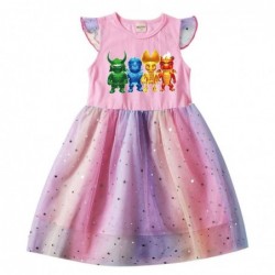 Size is 2T-3T(100cm) for girls STUMBLE GUYS summer Dresses Flutter Sleeve 1 pieces pink birthday gift