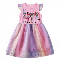 Size is 2T-3T(100cm) The Amazing Digital Circus girls summer Dresses Flutter Sleeve 1 pieces birthday gift