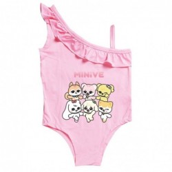 Size is 2T-3T(100cm) MINIVE 1 Piece Summer Swimsuit For girls High Waisted Swimsuit with cap