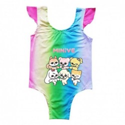 Size is 2T-3T(100cm) MINIVE mermaid High Waisted 1 Piece swimsuit For girls Flutter Sleeve Summer Swimsuit