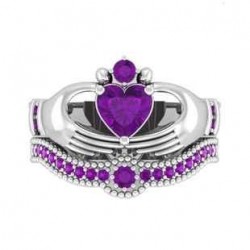 Size is Size5 Couples Purple Claddagh Rings forever love Rings For his and hers with Ring box