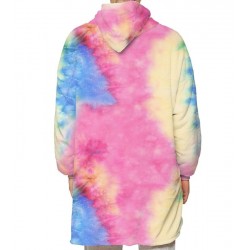 Size is Adult-OneSize Sweatshirt Adult Rainbow Tie Dye Comfy Oversized Hoodie Blanket