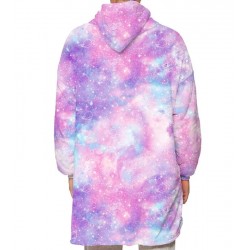 Size is Adult-OneSize Sweatshirt Winter Galaxy Print Oversized Blanket Hoodie Purple