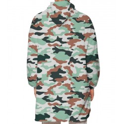 Size is Adult-OneSize Sweatshirt Adult Camo Comfy Hooded Blanket With Pockets Green