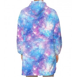 Size is Adult-OneSize Sweatshirt Winter Galaxy Print Oversized Blanket Hoodie Blue