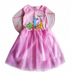 Size is 2T-3T(100cm) number blocks Sleeveless Dress for girls Chiffon Shawl birthday dress 1 pieces