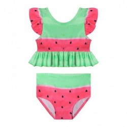 Size is 2T-3T(100cm) watermelon 2 Piece cute Swimsuit For girls Flutter Sleeve High Waisted Swimsuit
