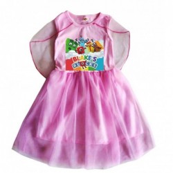 Size is 2T-3T(100cm) Chiffon Shawl birthday dress number blocks summer Dress for girls Sleeveless 5-10 year