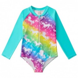 Size is 1T(75cm) Long Sleeve Swimsuit High Waisted Baby Girls Mermaid Swimwear with UV Protection