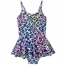 Size is 4T-5T(100cm) Leopard print Shoulder Strap Swimsuit for baby Girls Ruffled dress Swimwear