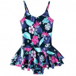 Size is 4T-5T(100cm) Floral print Shoulder Strap Swimsuit for baby Girls Ruffled dress Swimwear