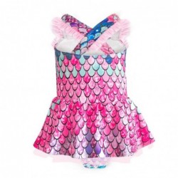 Size is 1T(75cm) Sleeveless 1 Pieces Mermaid Lace edge dress Swimsuit for Baby Girls with cap
