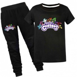 Smiling Critters Short Sleeve T-shirt Top and black Pants...