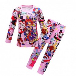 Size is 4T-5T(110cm) The Amazing Digital Circus Long Sleeve Pajamas For kids 2 Pieces Costumes purple