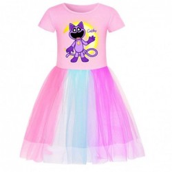 Size is 2T-3T(100cm) Smiling Critters Short Sleeves Rainbow Dress for girls birthday 1 pieces summer dress